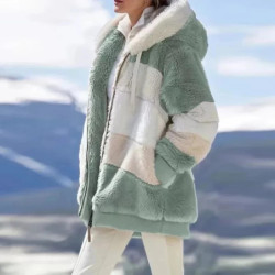 Thick Warm Teddy Coat Women Winter Long Sleeve Fluffy Hairy Fake Fur Jackets Female Hooded Zipper Pockets Plus Size Overcoat