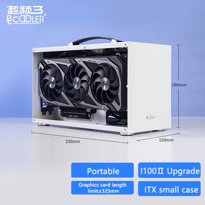 Pccooler I100 ITX MINI Small Case All Aluminum Suitcase Portable HTPC Desktop Computer Empty Chassis PC Gaming Case
