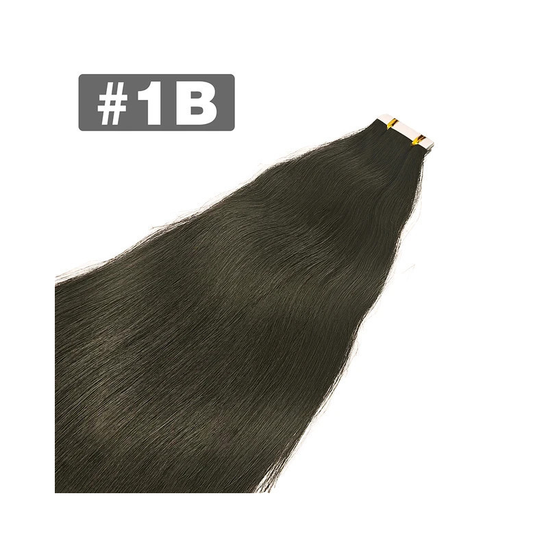 Tape in Hair Extensions Human Hair Natural Black Tape Ins for Women Human Hair Extensions Tape in Straight Seamless Skin