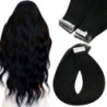 Tape in Hair Extensions Human Hair Natural Black Tape Ins for Women Human Hair Extensions Tape in Straight Seamless Skin