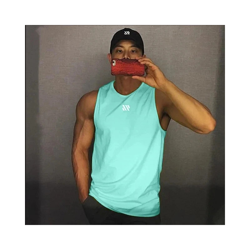 2024 Mens fitness gyms Tank top men Fitness sleeveless shirt Male mesh breathable Sports vest Undershirt Gyms Running vest men