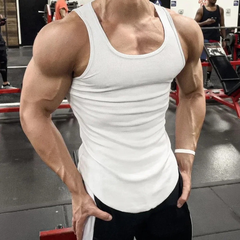 Men's Sport Slim Vest Summer Breathable Sleeveless Round Neck Gym Exercise Running Tank Top Male Sport Fitness Tees Undershirt