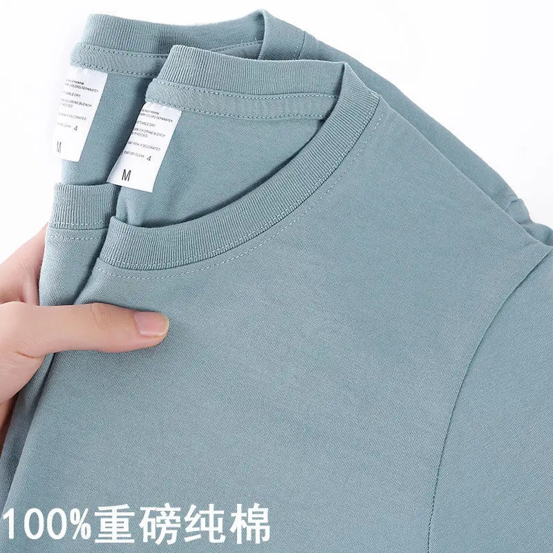 100 Cotton T-shirt Men Women Solid Color O Neck Short-sleeved Tops Summer Korean Loose Half-sleeve T Shirt Unisex M-4XL