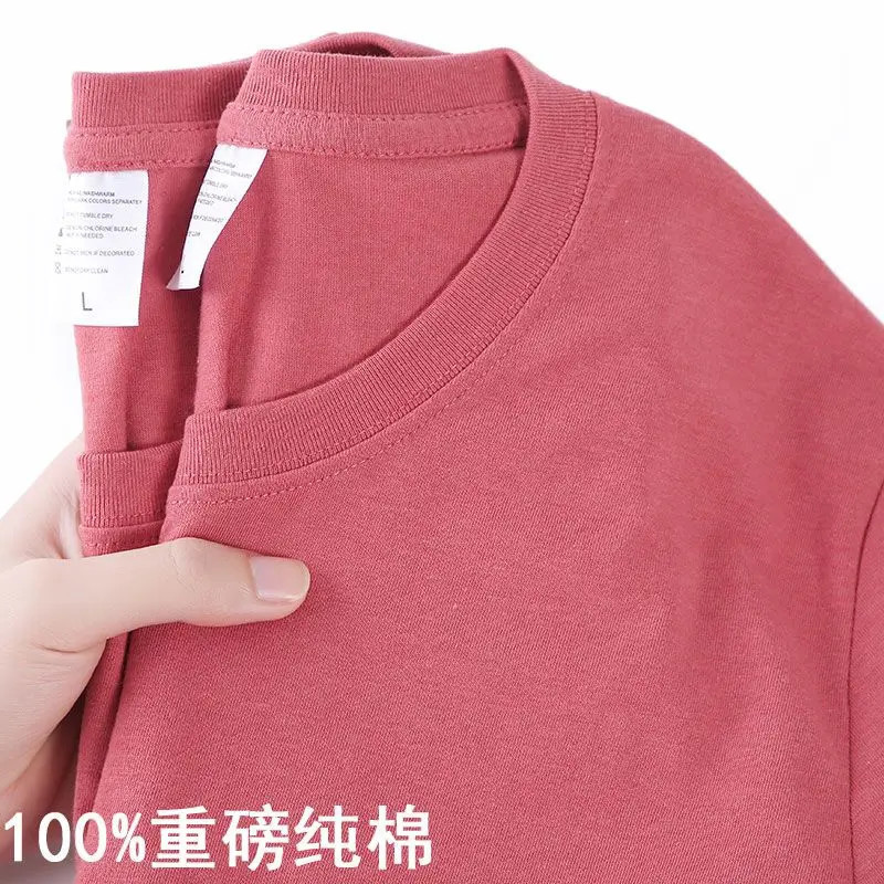 100 Cotton T-shirt Men Women Solid Color O Neck Short-sleeved Tops Summer Korean Loose Half-sleeve T Shirt Unisex M-4XL