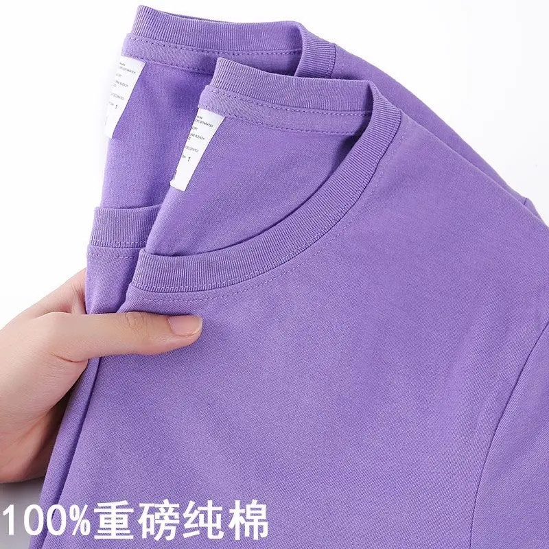 100 Cotton T-shirt Men Women Solid Color O Neck Short-sleeved Tops Summer Korean Loose Half-sleeve T Shirt Unisex M-4XL