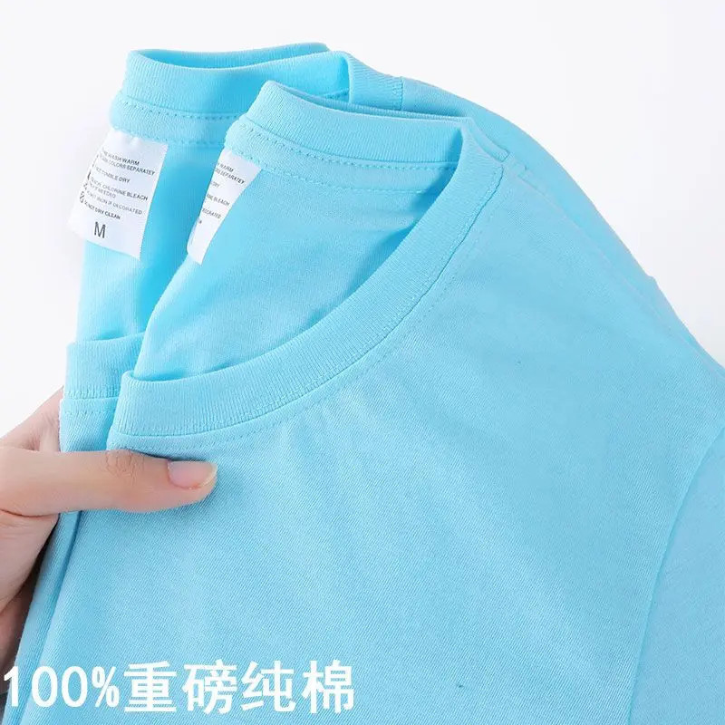 100 Cotton T-shirt Men Women Solid Color O Neck Short-sleeved Tops Summer Korean Loose Half-sleeve T Shirt Unisex M-4XL
